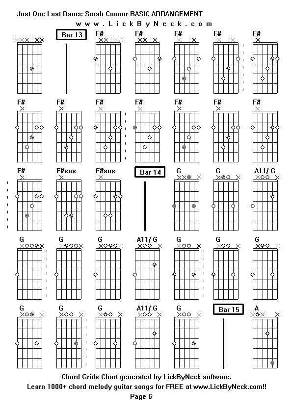 Chord Grids Chart of chord melody fingerstyle guitar song-Just One Last Dance-Sarah Connor-BASIC ARRANGEMENT,generated by LickByNeck software.